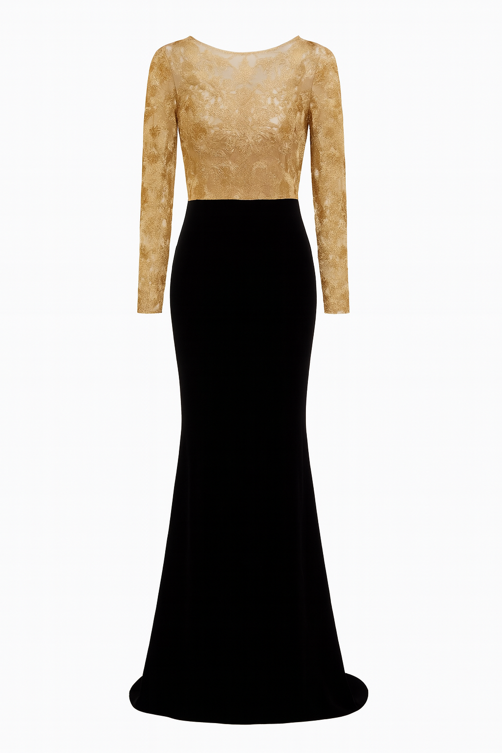 Gold Lace and Black Velvet Gown