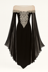 Gown with beading and chiffon Cascading Sleeves