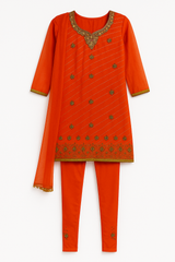 Fluro Orange SIlk Indian Set