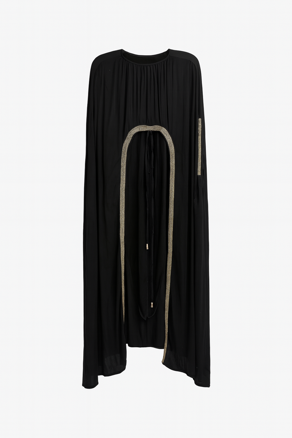 Black Silk Cape with Beading and Pants