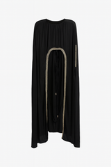 Black Silk Cape with Beading and Pants