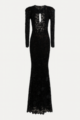 Backless Lace Dress with Cut Outs and Long Train