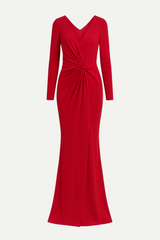 Red Rouched Gown