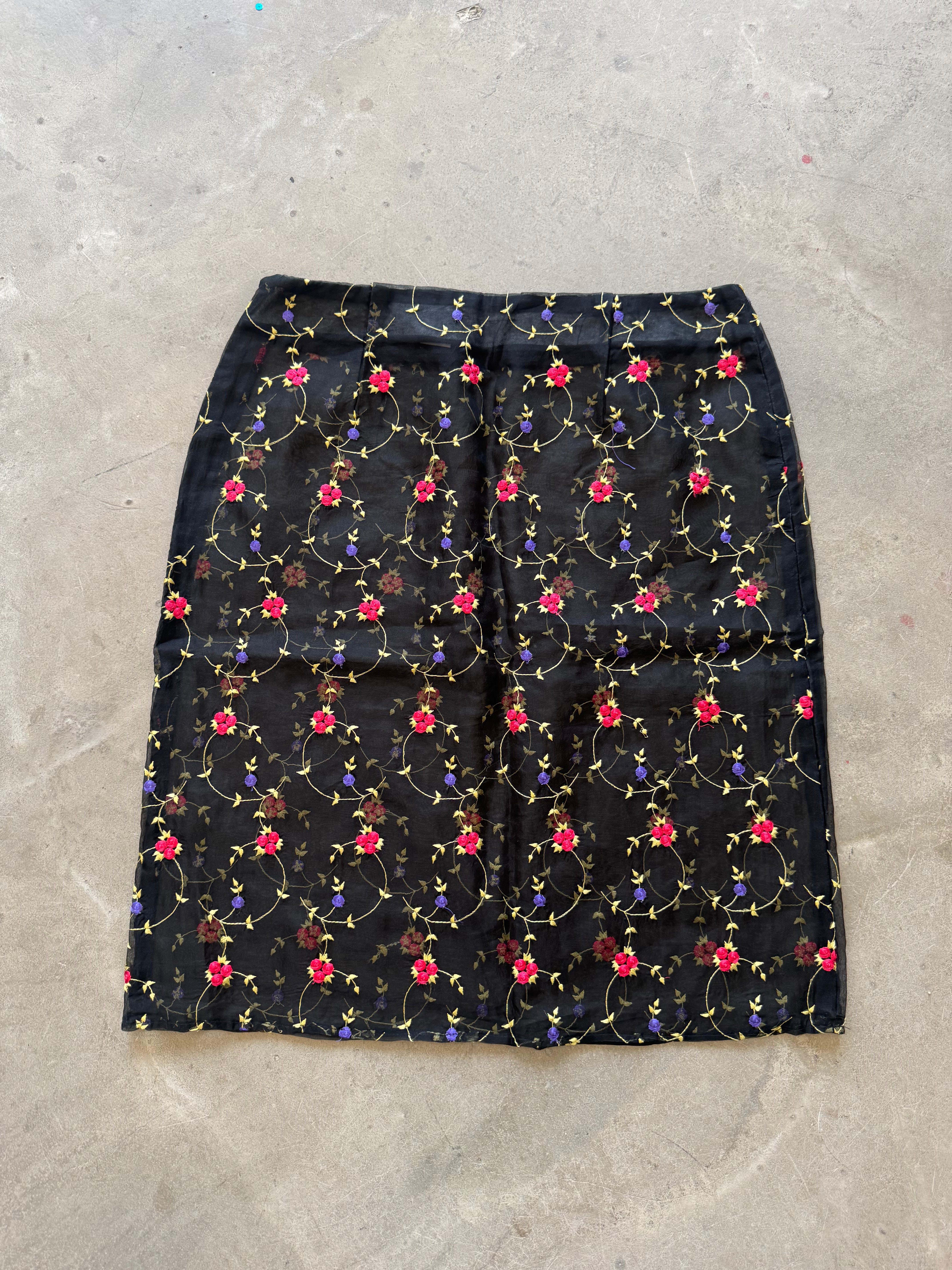 Embroidered Vintage Silk Skirt