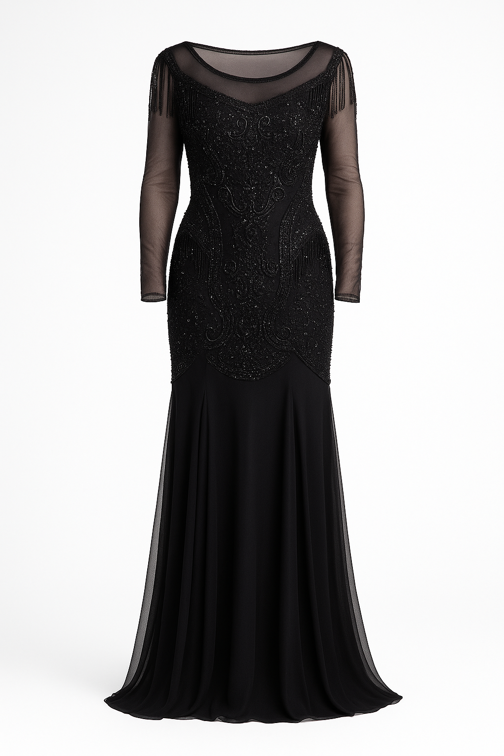 Beaded Black Gown