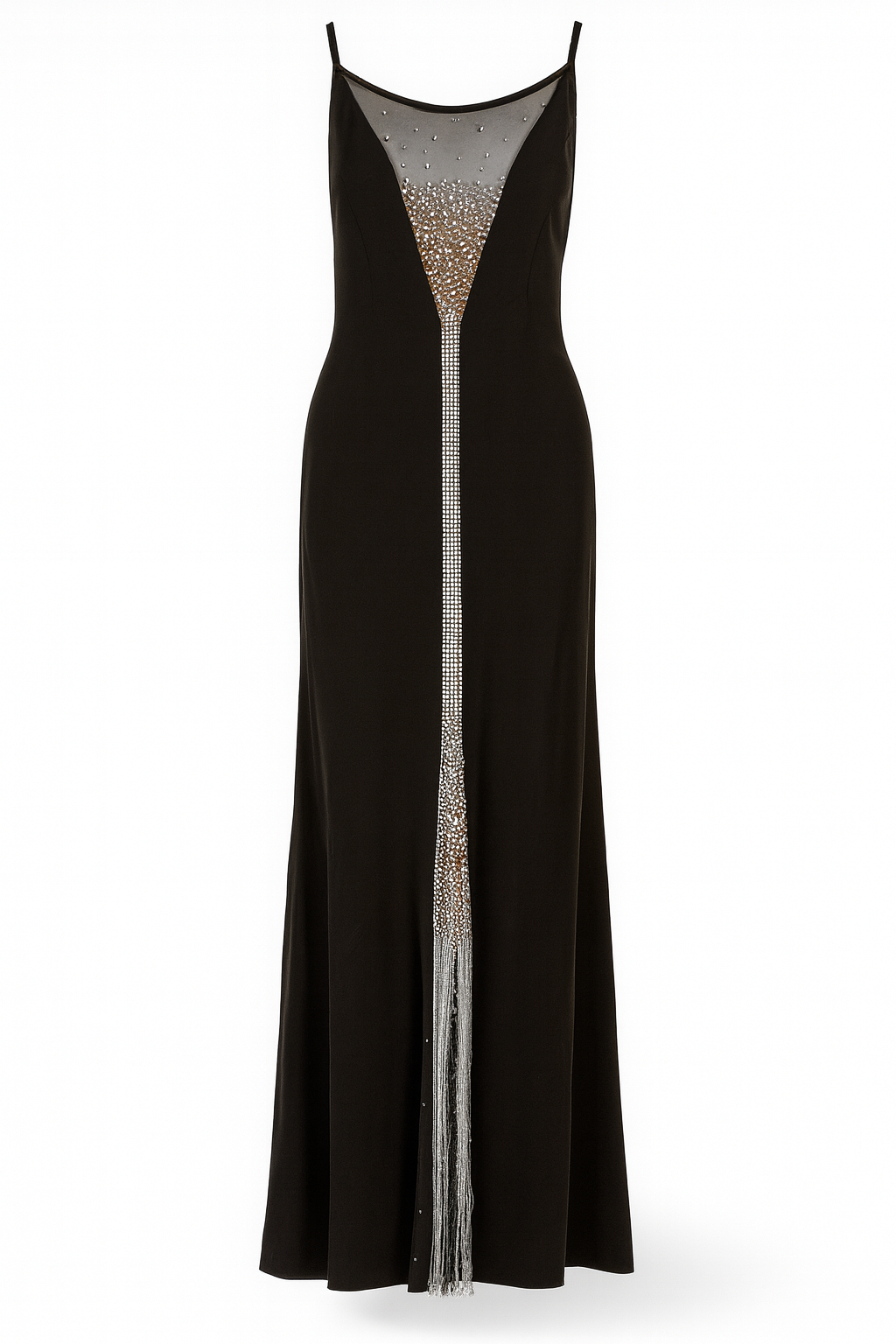 Long Gown with Mesh and rhinestones