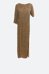 Gold Asymentrical sequins dress