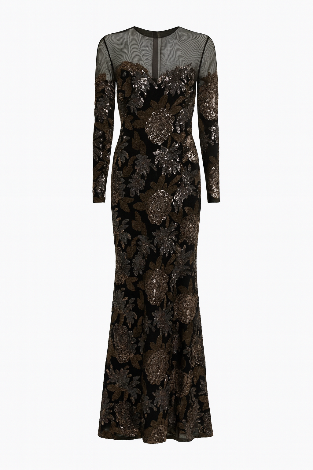 Black and metallic floral gown