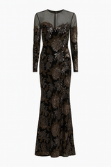 Black and metallic floral gown