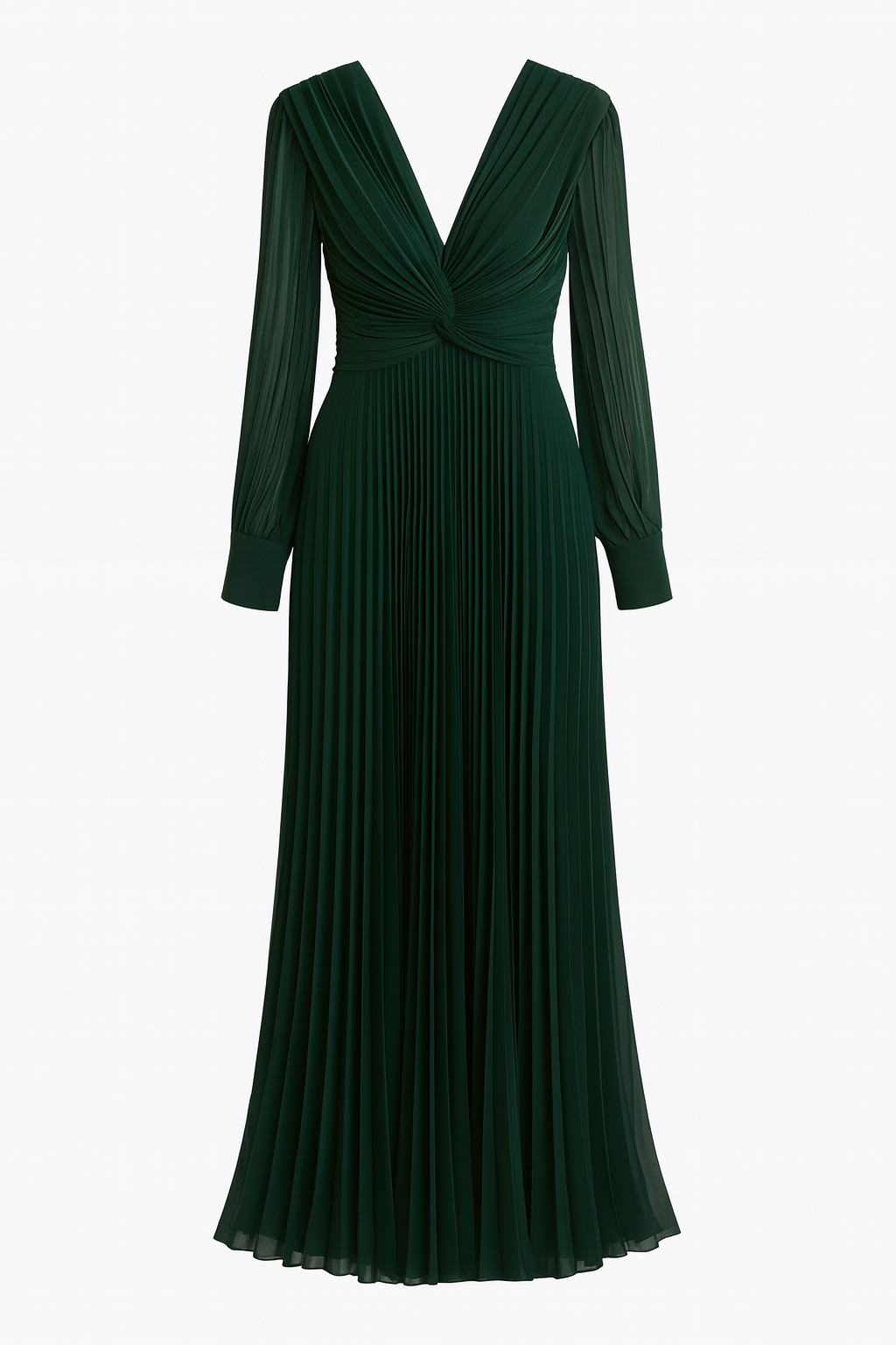 Green pleated Gown