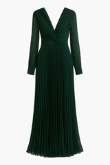 Green pleated Gown