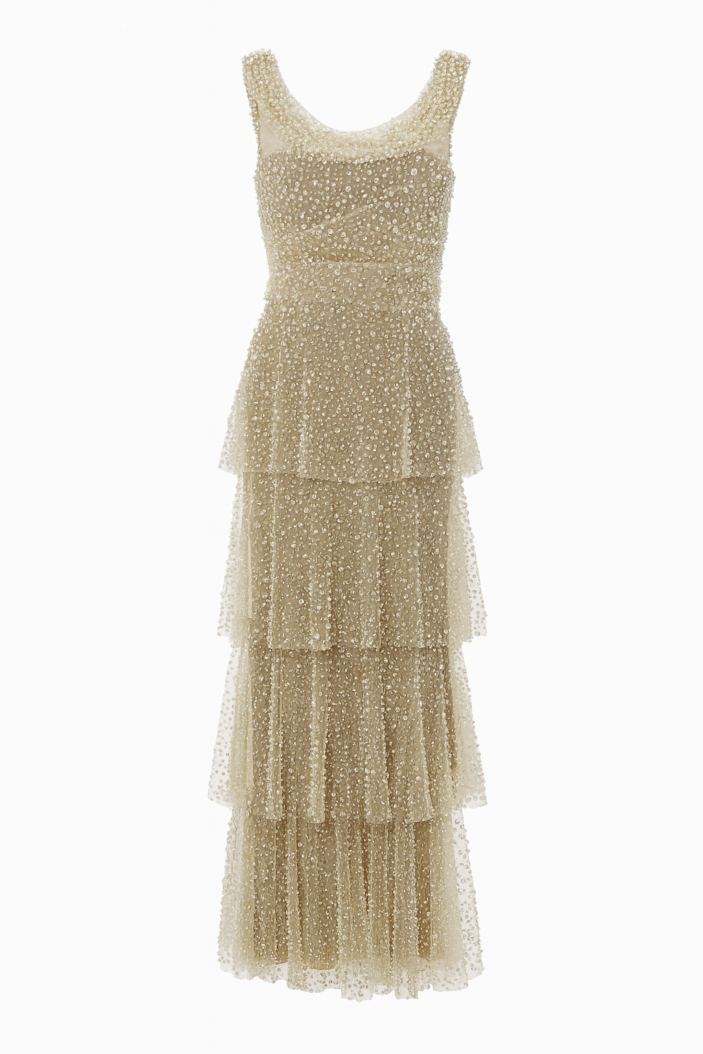 Tiered Pearl Beaded Dress