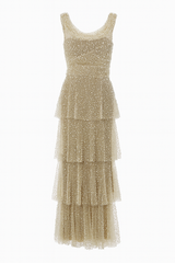 Tiered Pearl Beaded Dress