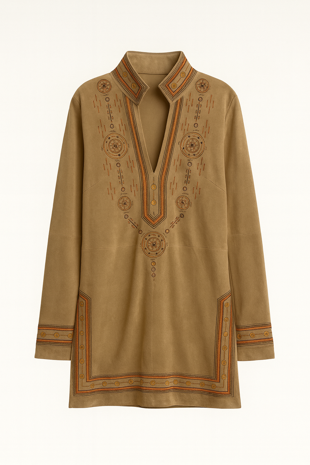 Embroidered Suede Tunic