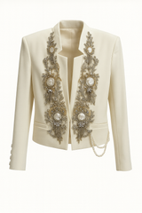 Embellished White Blazer Worn to Meet the Queen