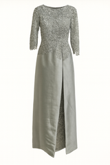 Silver Lace Evening Dress