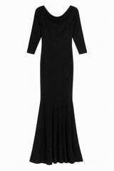 Black Cowl Neck Evening Gown