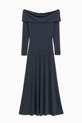 Gray Jersey Off the Shoulder Dress