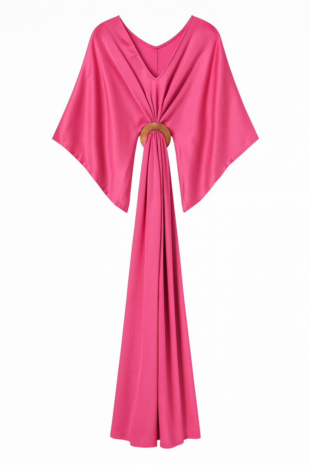 Pink Silk Caftan with Gold Belt