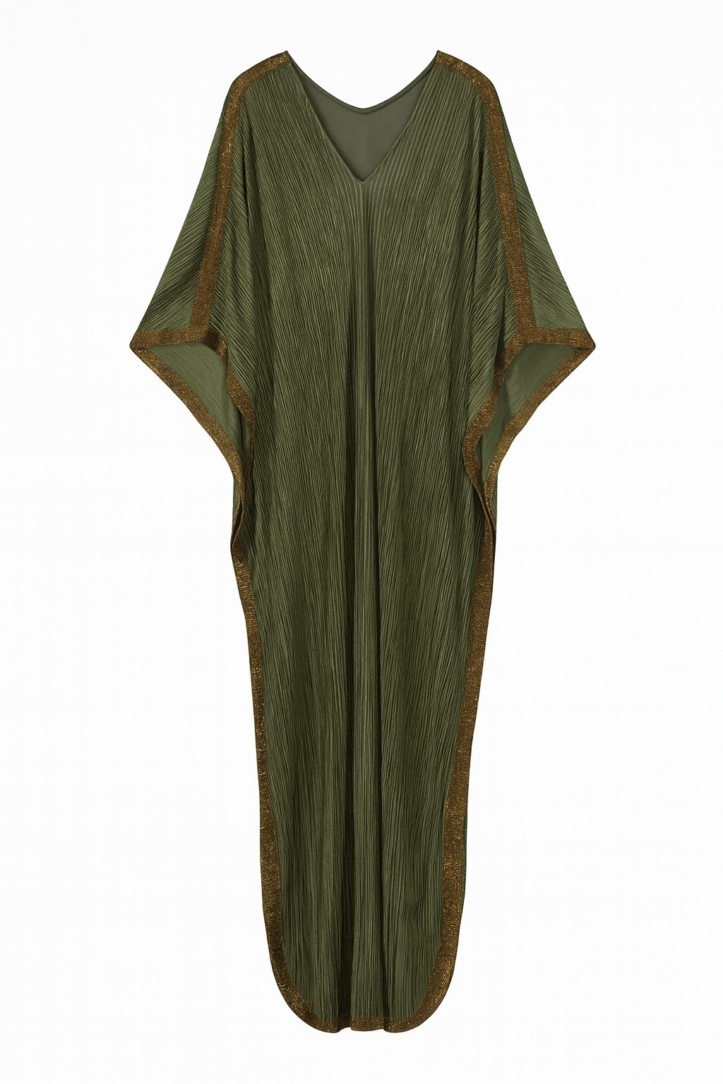 Green Caftan with Gold Beaded Finishing