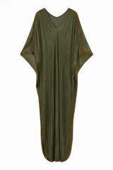 Green Caftan with Gold Beaded Finishing