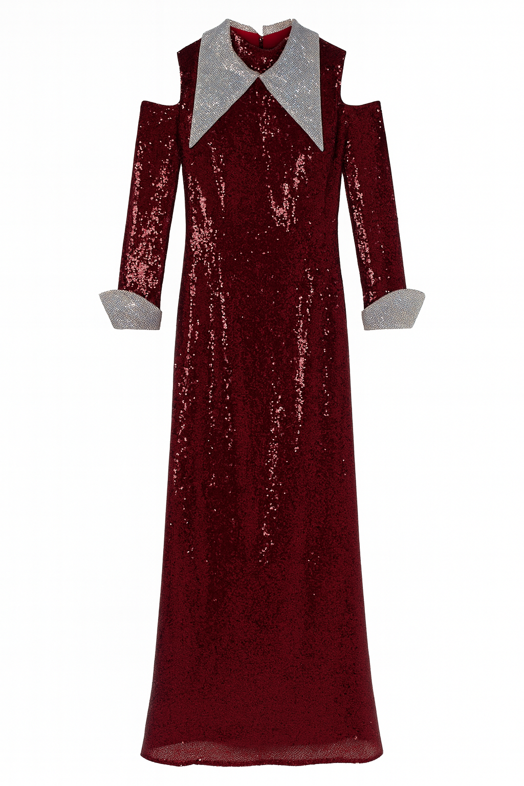 Red Sequins Dress with Diamanté Cuff & Collar
