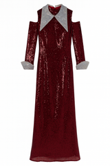 Red Sequins Dress with Diamanté Cuff & Collar
