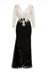 Black and White Beaded Dress