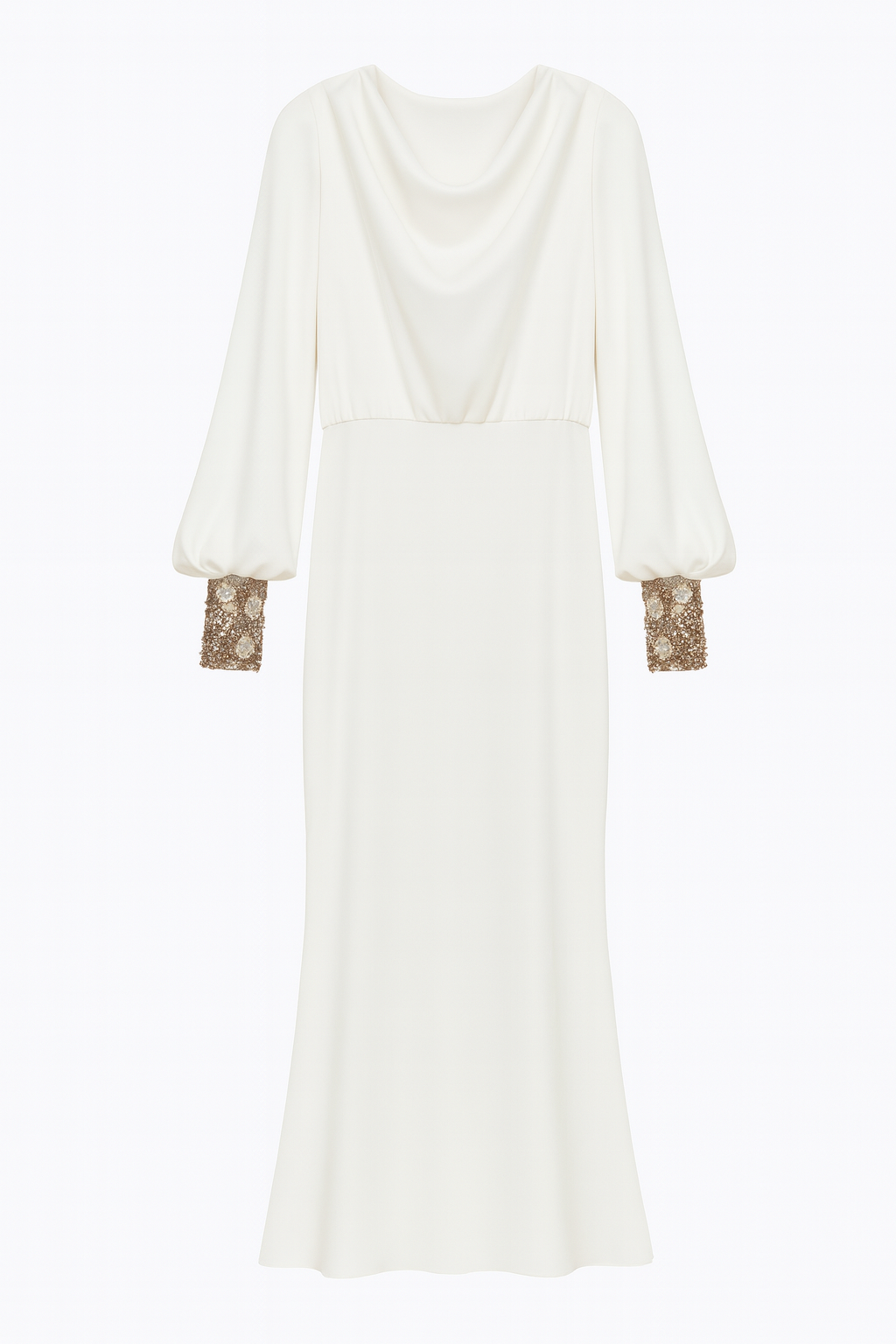 Cream Dress with Embellished  Cuffs