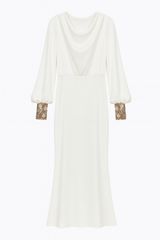Cream Dress with Embellished  Cuffs