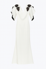 White Gown with Embellished Sleeves