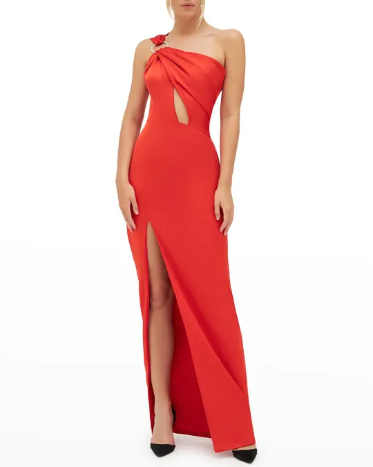 Orange One Shoulder Gown