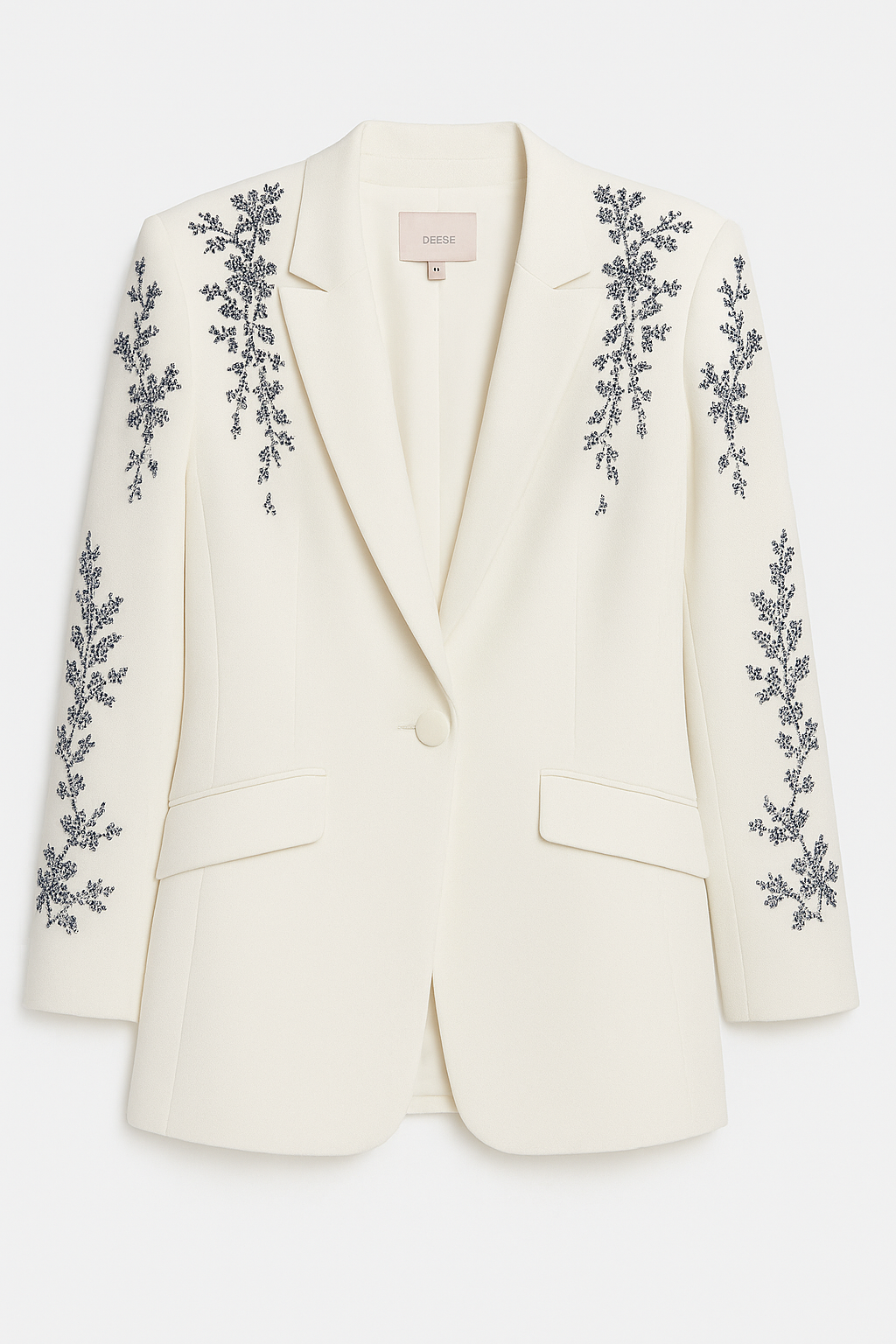 Blazer with Black Floral Detailing