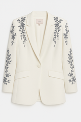 Blazer with Black Floral Detailing