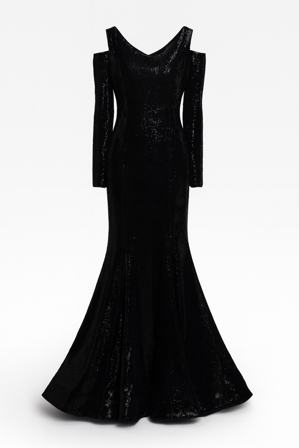 Black Sequins Cut out Dress
