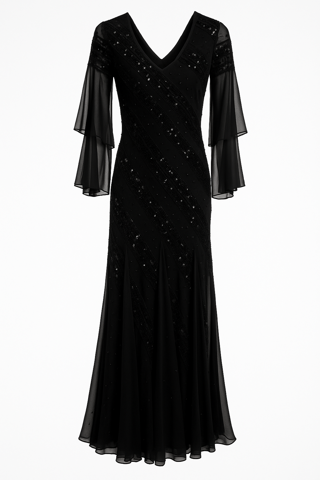 Black Velvet and Chiffon Dress