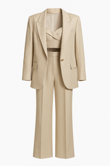 Light Beige Sparkly Blazer Top and Pants