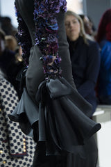Black Gown with Floral Appliqué Sleeves