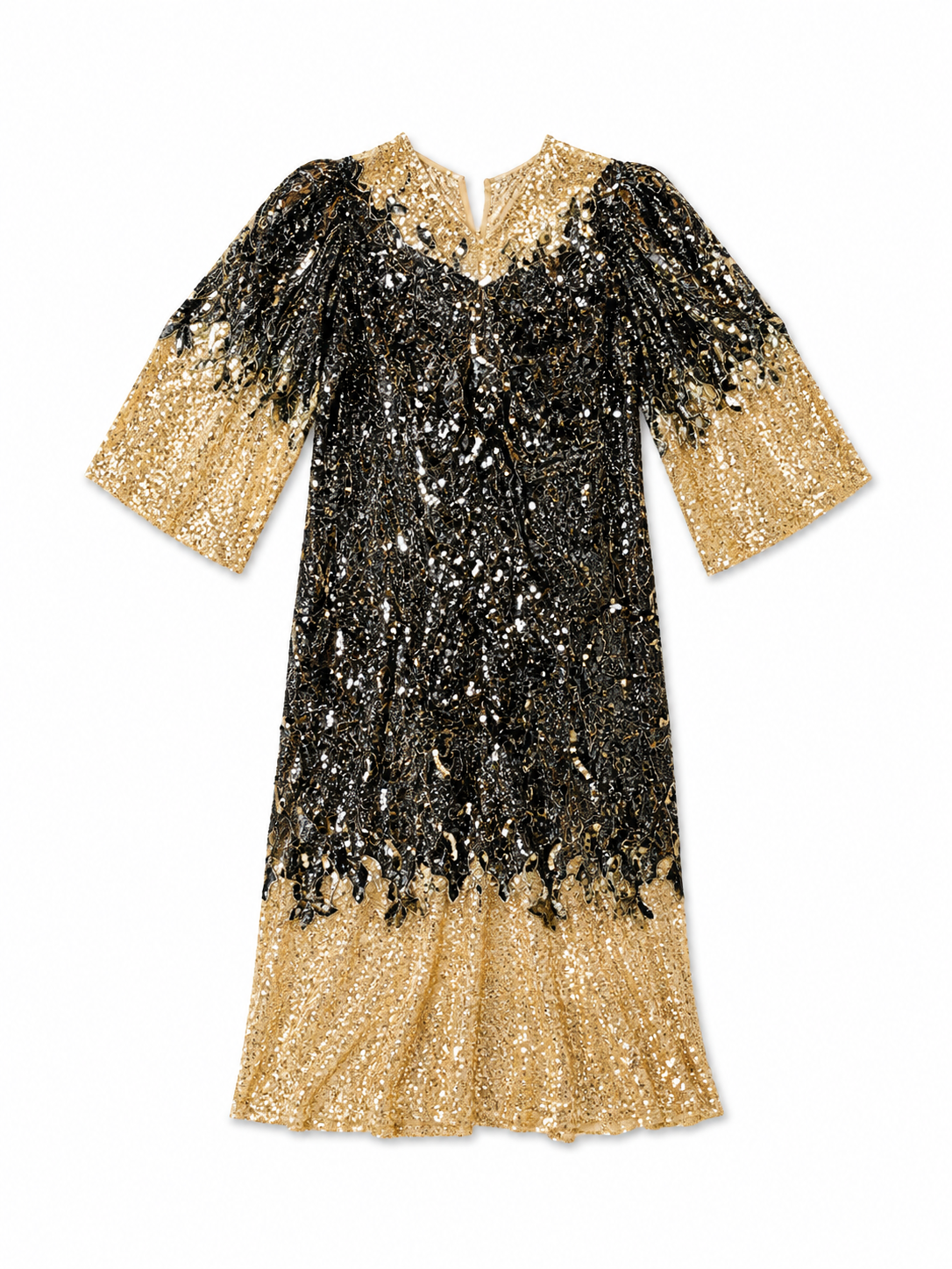 Brown & Gold Midi Dress