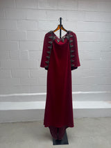 Red Dress With Cape embellishments