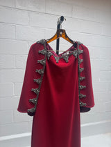 Red Dress With Cape embellishments