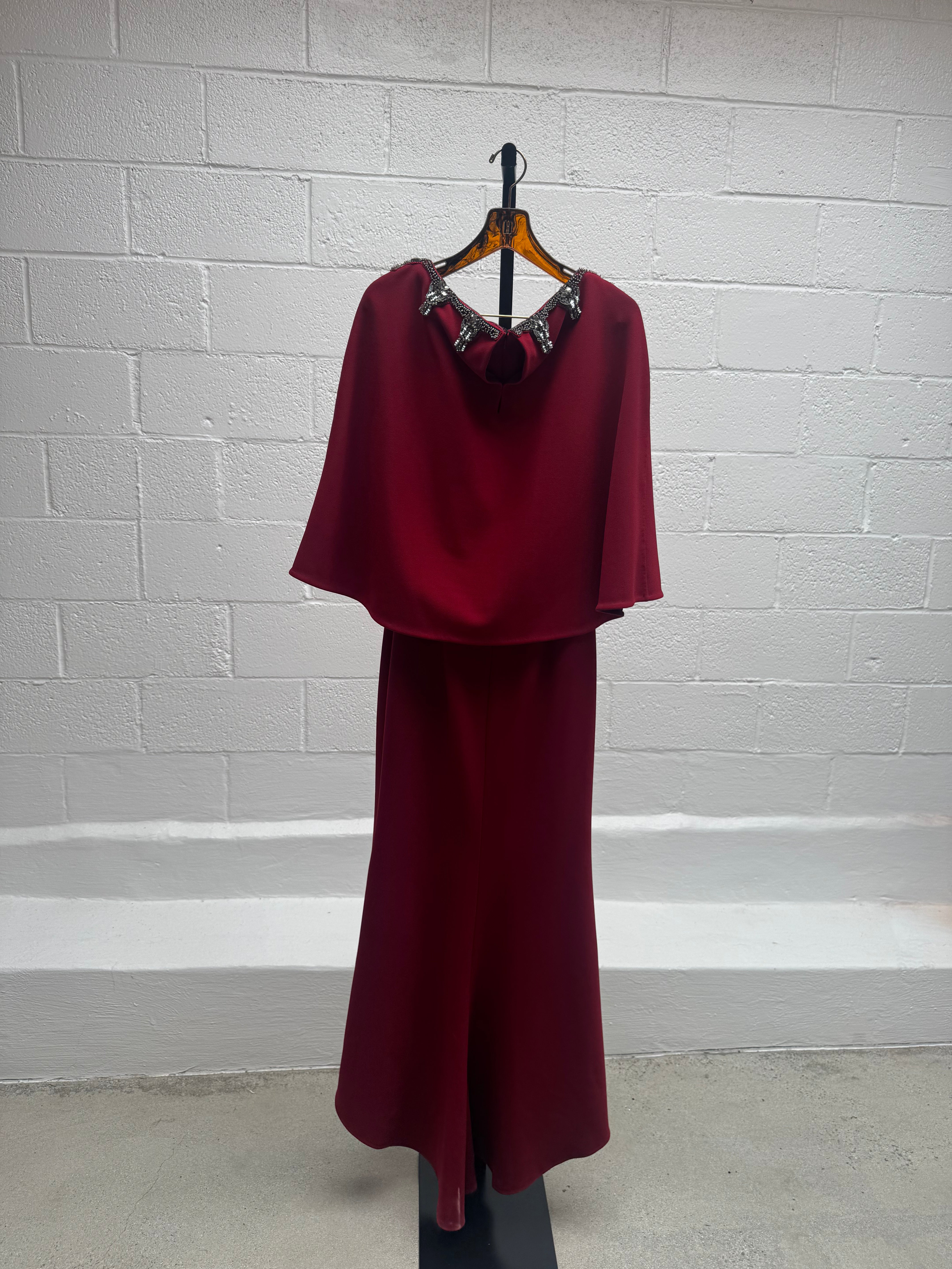 Red Dress With Cape embellishments