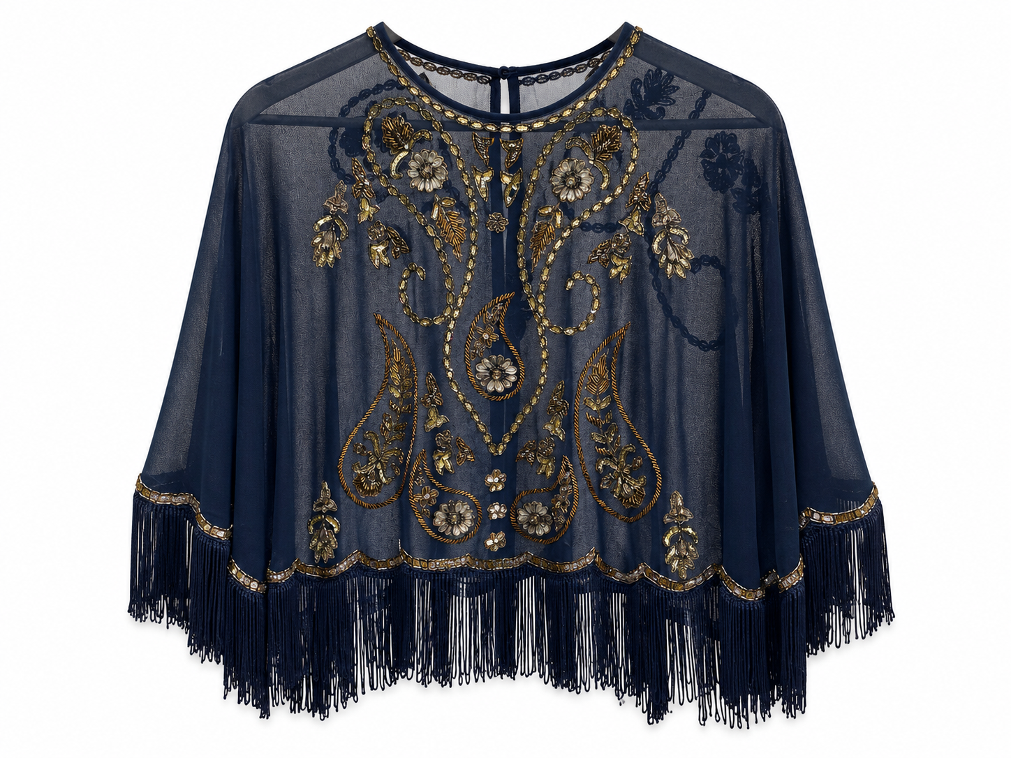Navy Blue Beaded Top
