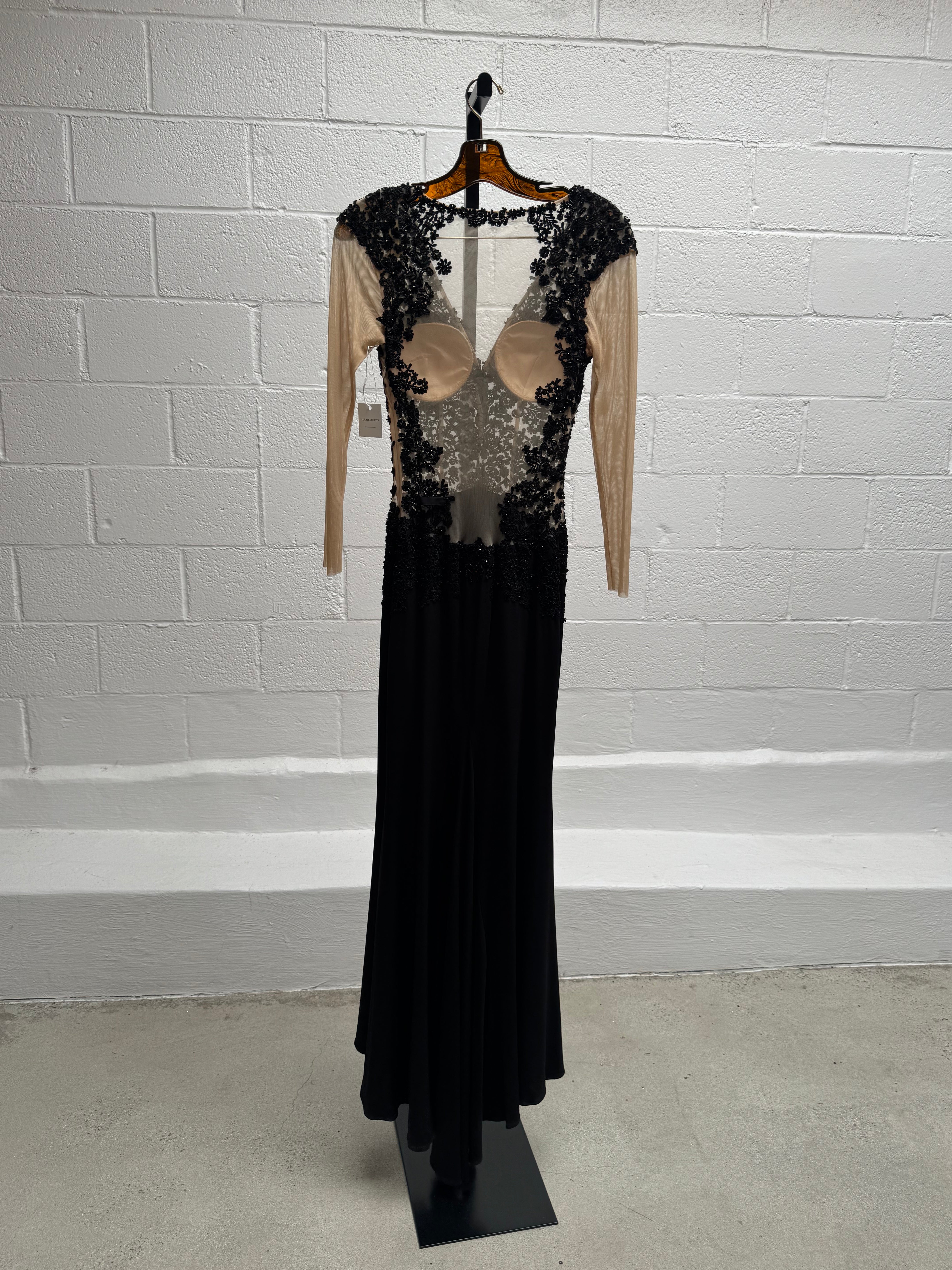 Black and White beaded lace dress
