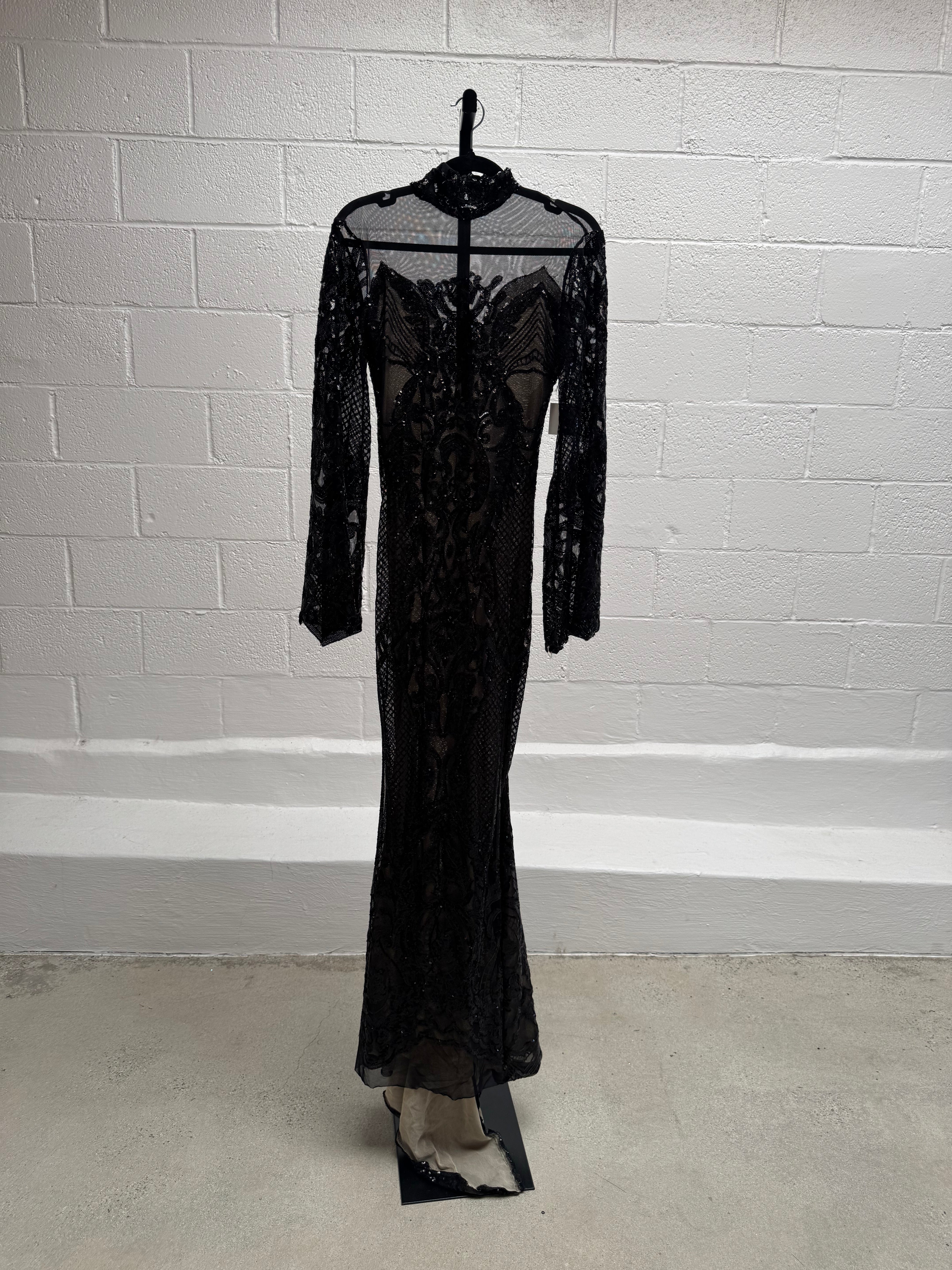 Long beaded black gown