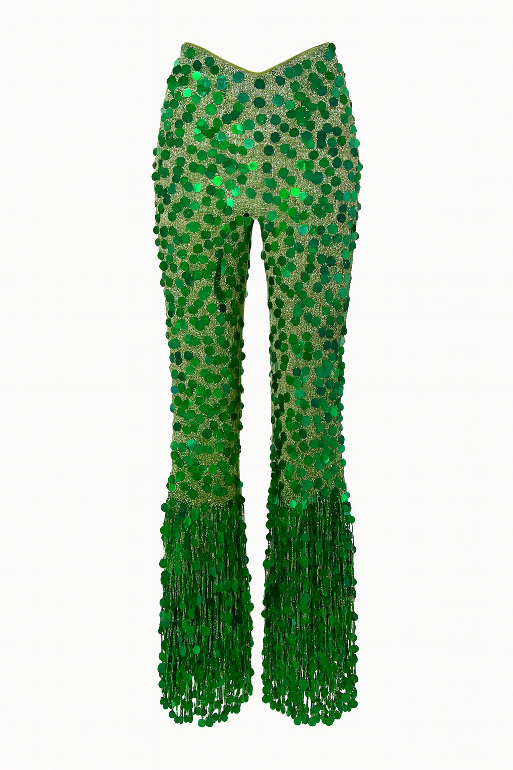 Green Sequins Vintage Pants