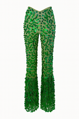 Green Sequins Vintage Pants