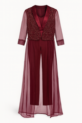 Burgundy Beaded Suit Set