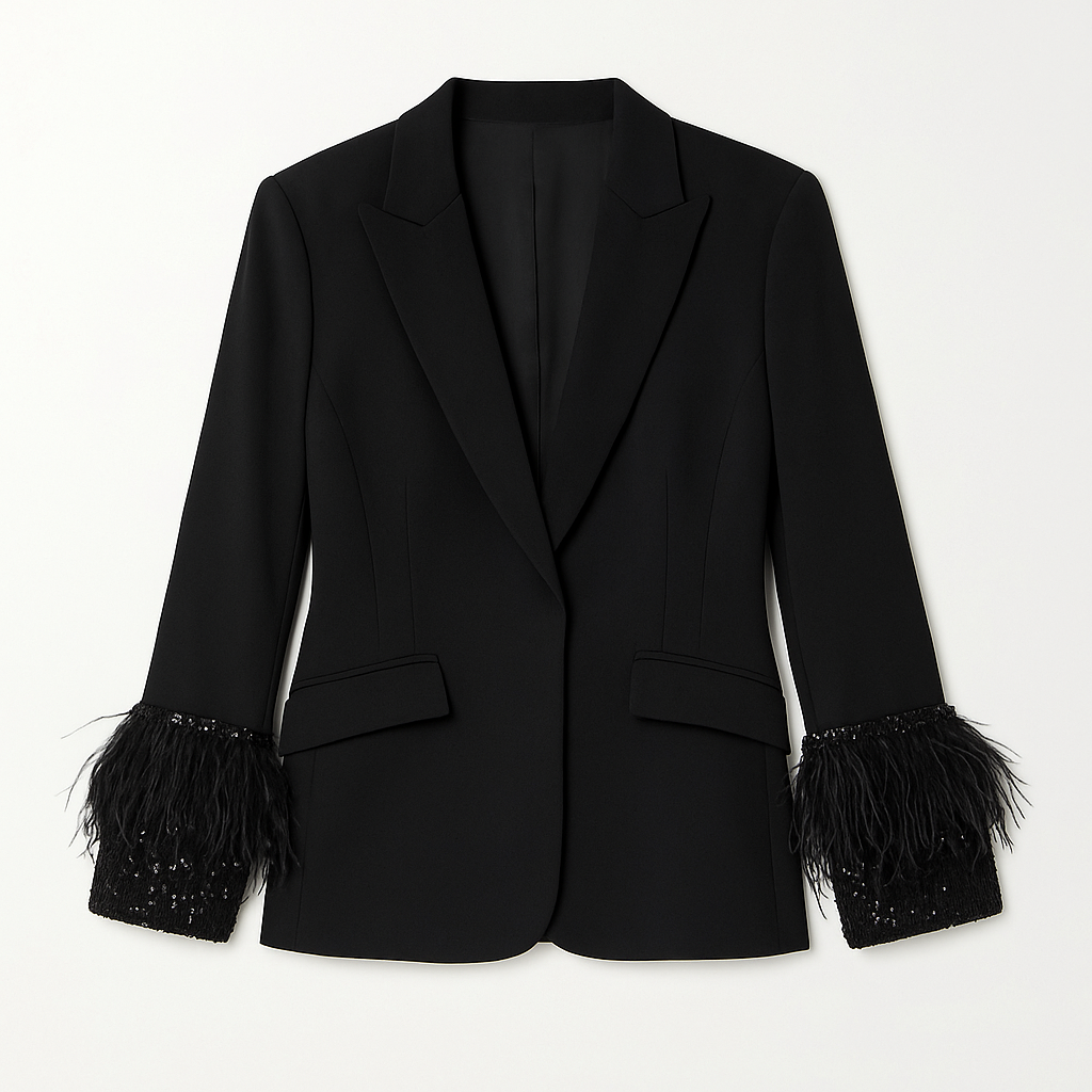 Blazer with Feather Sleeves
