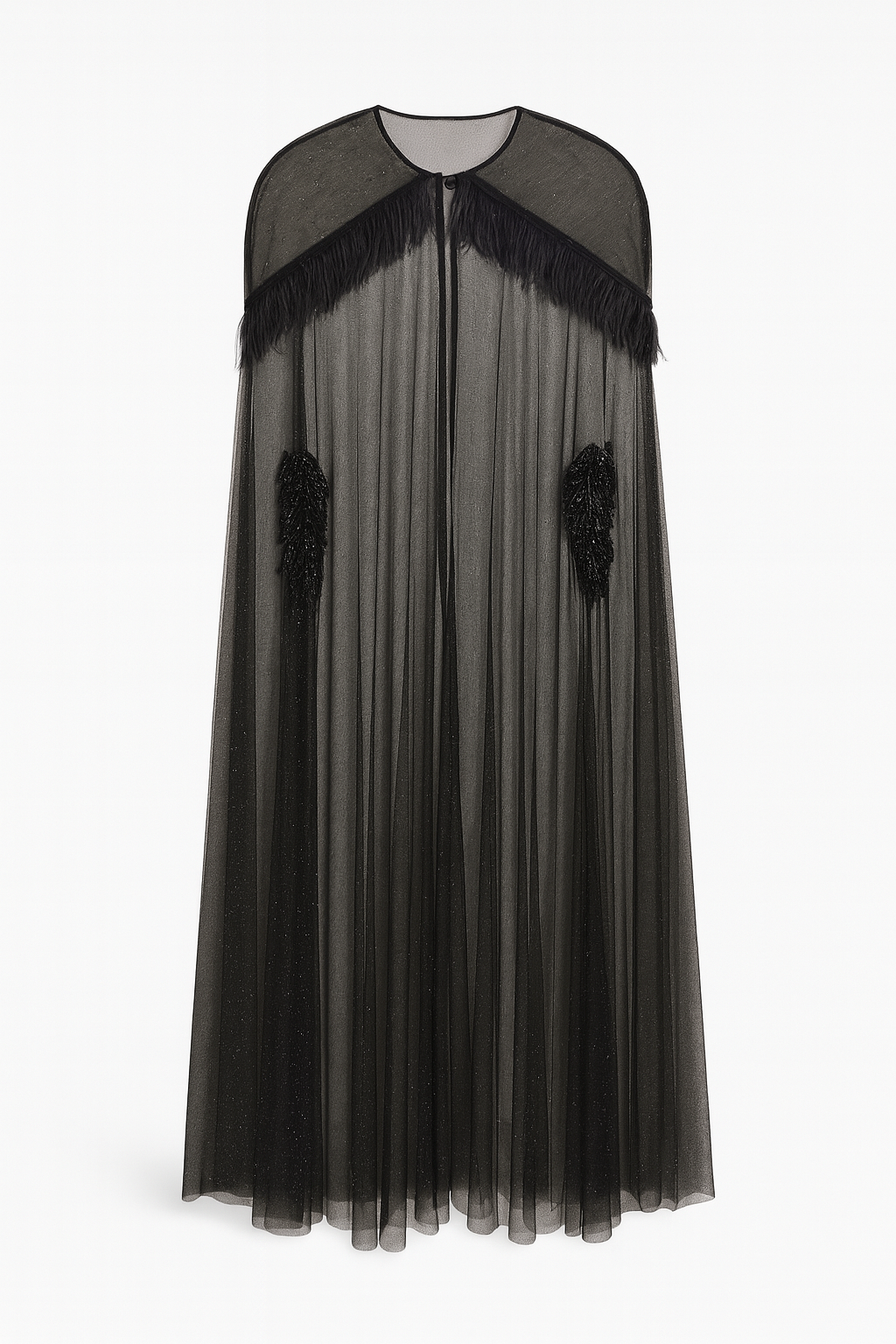Cape with metallic fringe details
